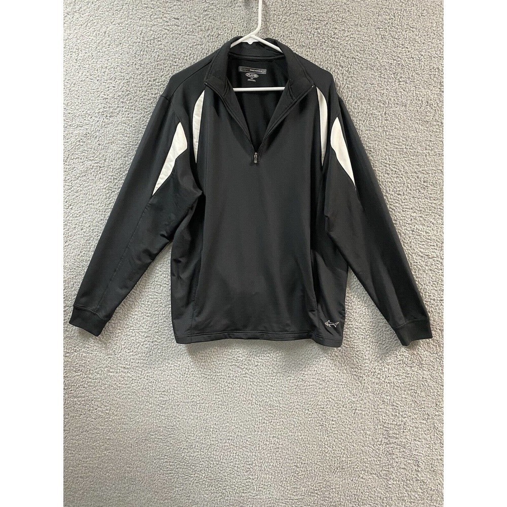 Greg Norman Shirt Mens Medium Black Long Sleeve 1/4 Zip Pullover Ply Dry Golf